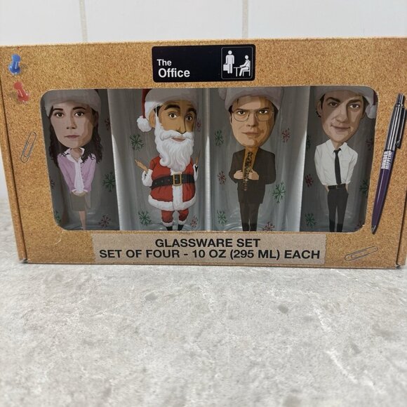 The Office Glassware set of four 10 oz. drinking glasses. Brand new in box - Picture 1 of 6